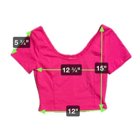 DECREE Hot Pink Scoop Neck Short Sleeve Cropped Top Women’s Size S - Picture 5 of 5